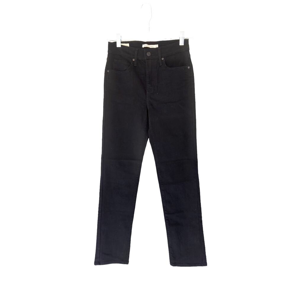 Levi's Premium Soft Black 724 Modern Basic High Rise Slim Straight Jeans Size 25